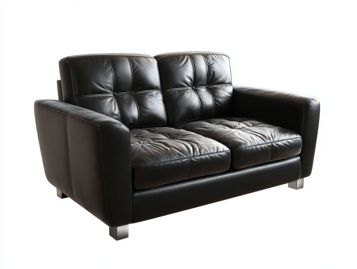 Canapé 2 places en similicuir – noir – design moderne avec pieds métalliques-Warmthix