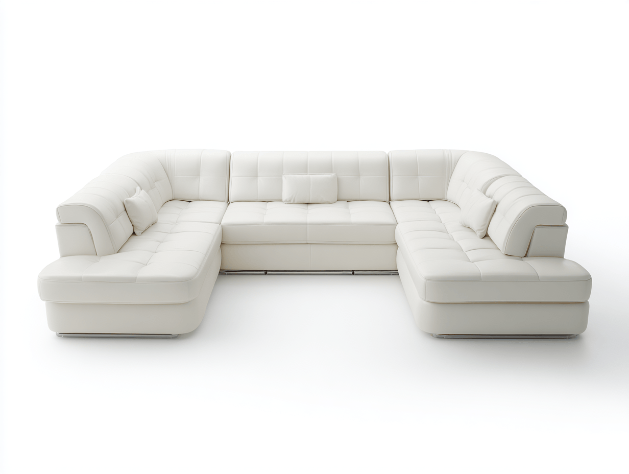 Canapé en U en cuir synthétique – blanc – design contemporain avec dossiers enveloppants et base chromée-Warmthix