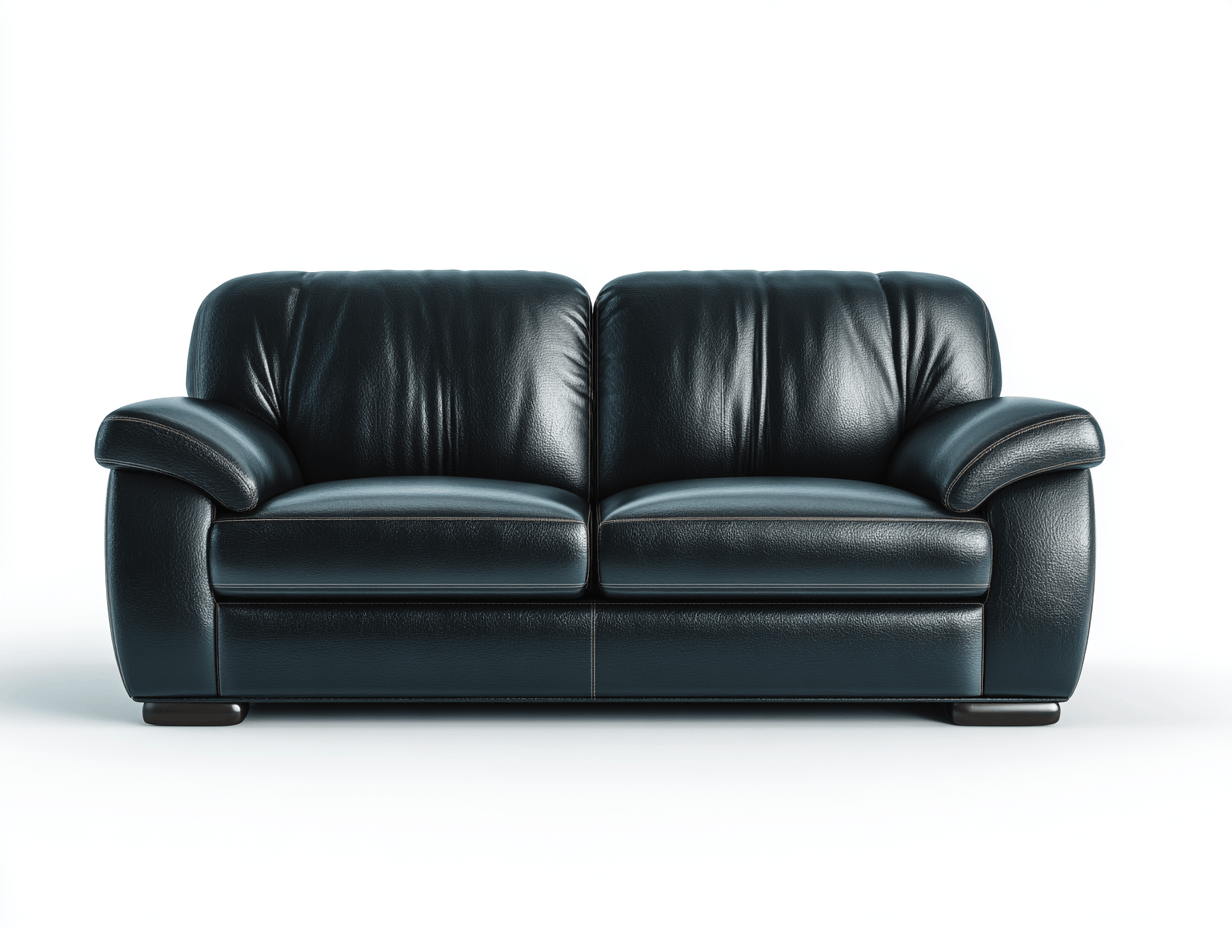 Canapé 2 places – cuir synthétique noir – accoudoirs rembourrés et design compact-Warmthix