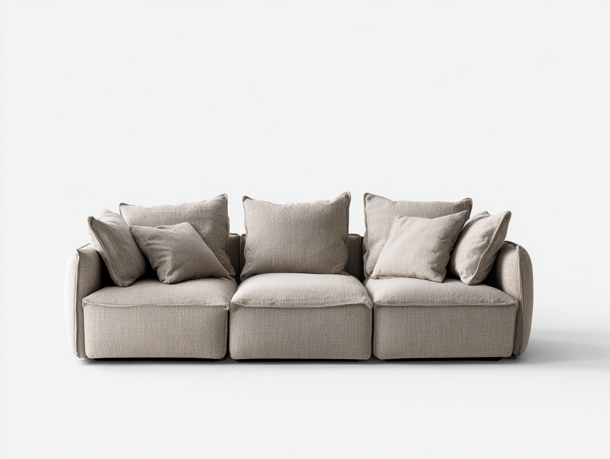 Canapé 3 places en tissu – beige – style décontracté avec assise moelleuse-Warmthix