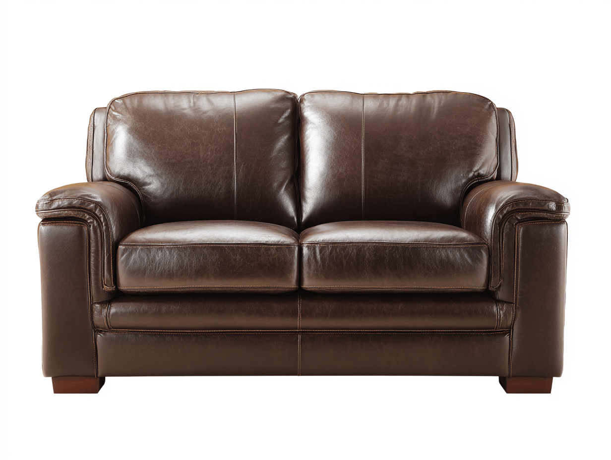 Canapé 2 places en similicuir – 150 cm – marron foncé – accoudoirs arrondis et rembourrés-Warmthix