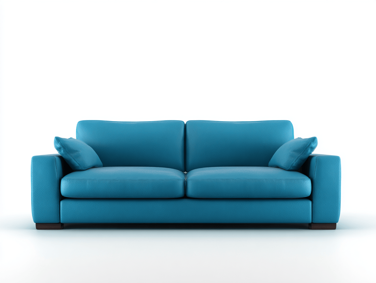 Canapé 2 places en cuir synthétique – bleu – design moderne rectiligne-Warmthix