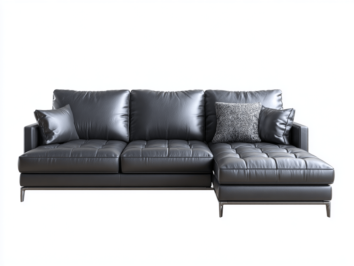 Canapé d’angle en similicuir – 275 cm – gris foncé – design contemporain avec méridienne et coussins décoratifs-Warmthix