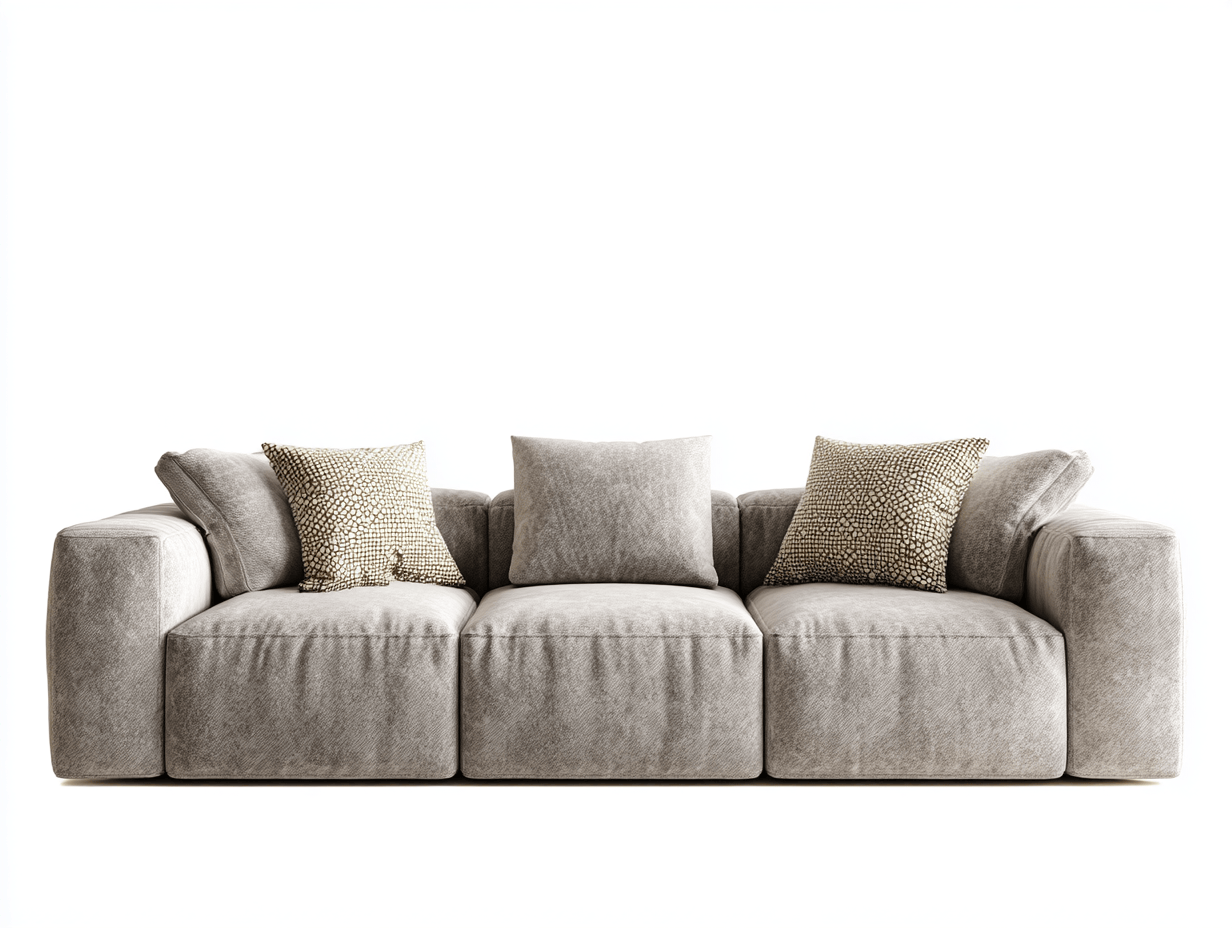 Canapé 3 places en tissu – gris clair – design contemporain et structure cubique-Warmthix