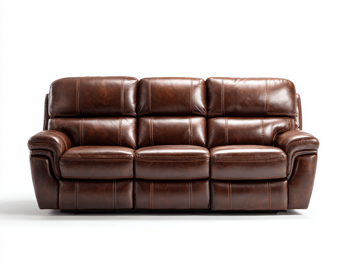 Canapé relax en cuir synthétique – marron – trois places avec dossiers inclinables-Warmthix