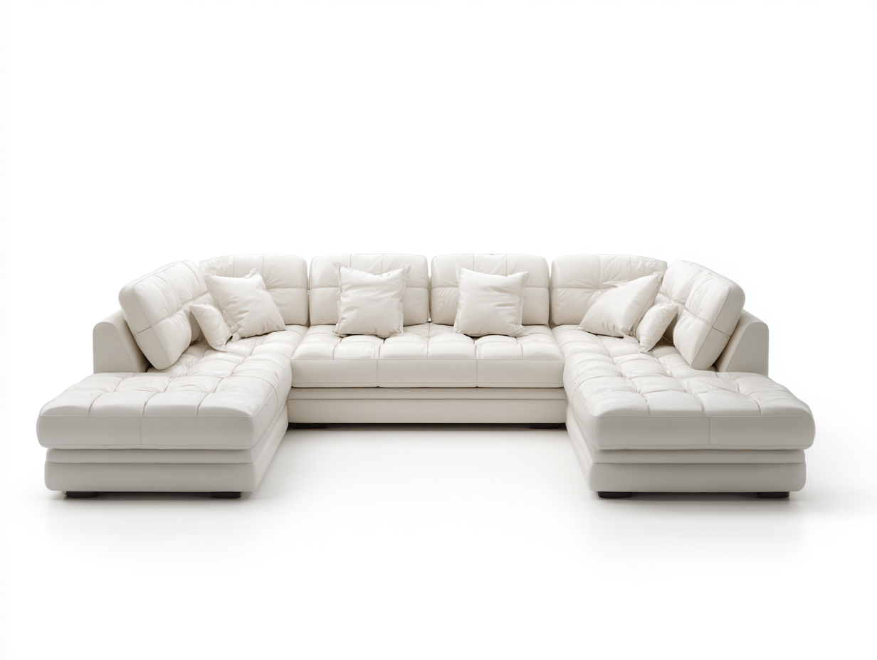 Canapé en U en cuir synthétique – blanc – design contemporain grand format avec assise capitonnée-Warmthix