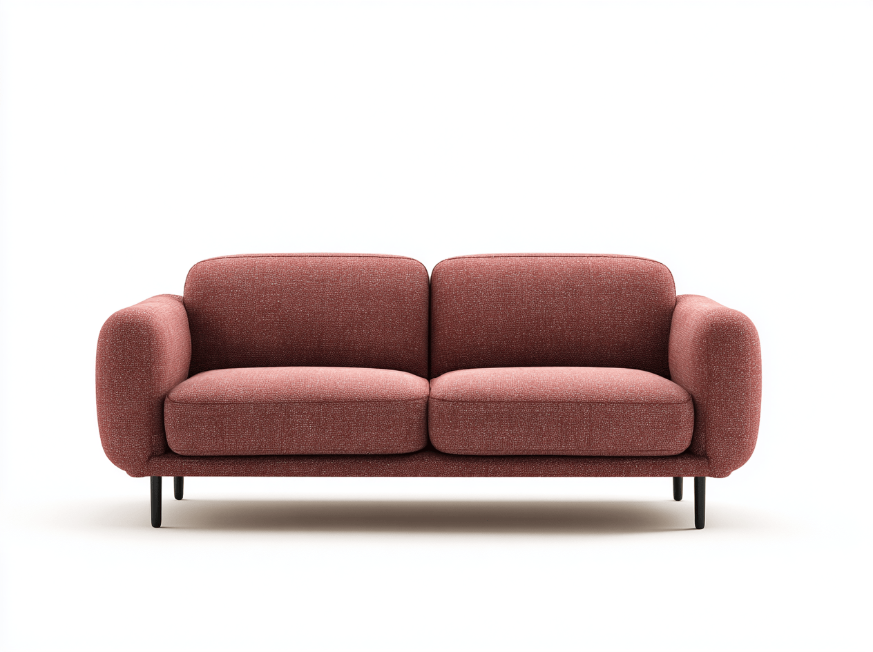 Canapé 2 places – tissu rouge brique – style minimaliste avec pieds noirs-Warmthix