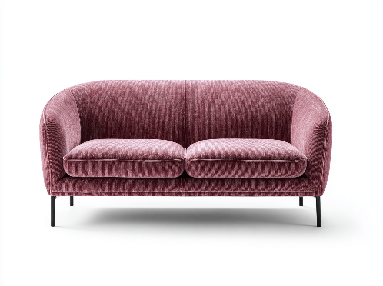 Canapé 2 places – tissu bordeaux – style contemporain avec pieds noirs-Warmthix