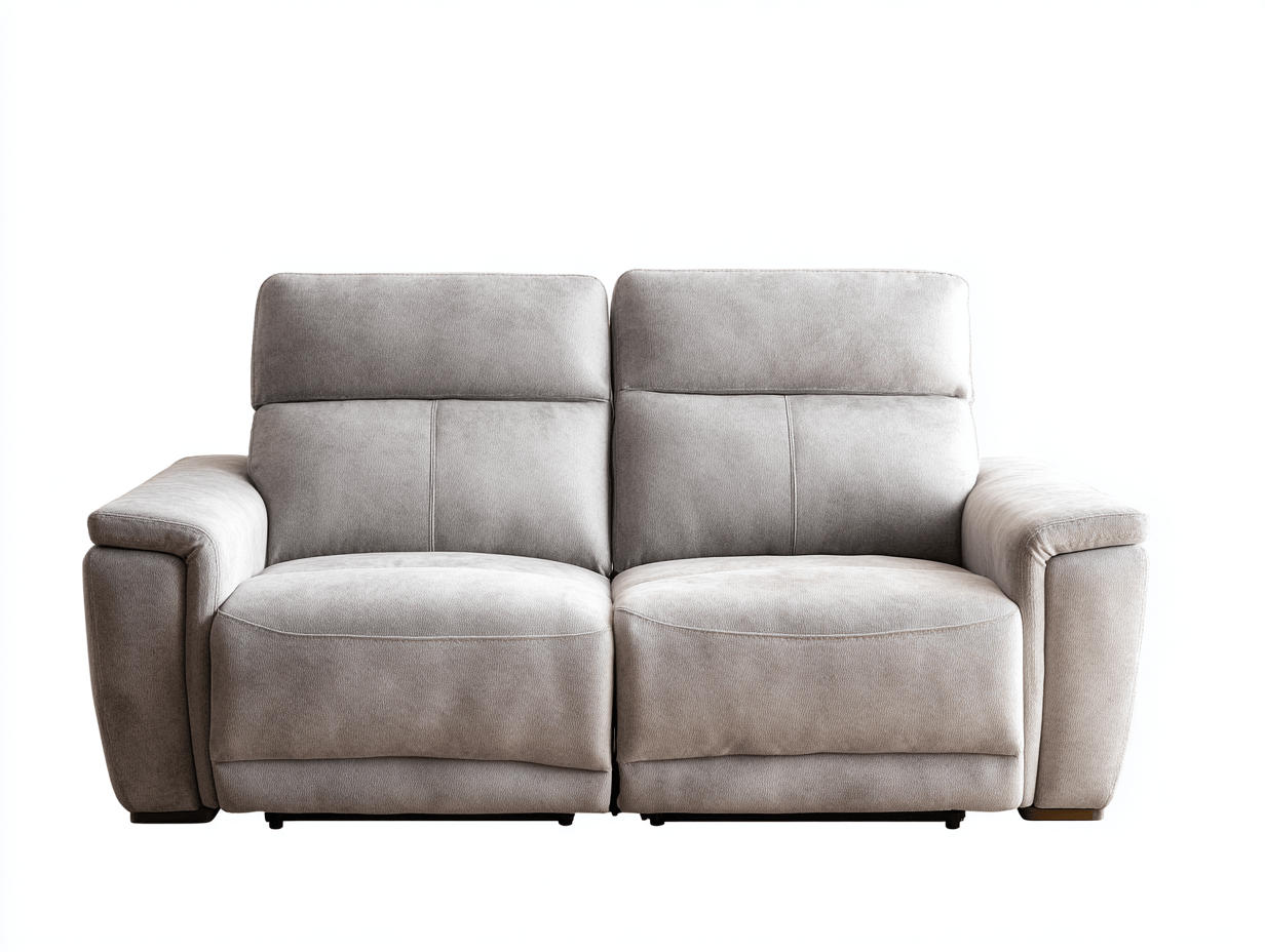 Canapé 2 places inclinable tissu 200×95 cm – gris clair – avec accoudoirs et mécanisme inclinable manuel-Warmthix