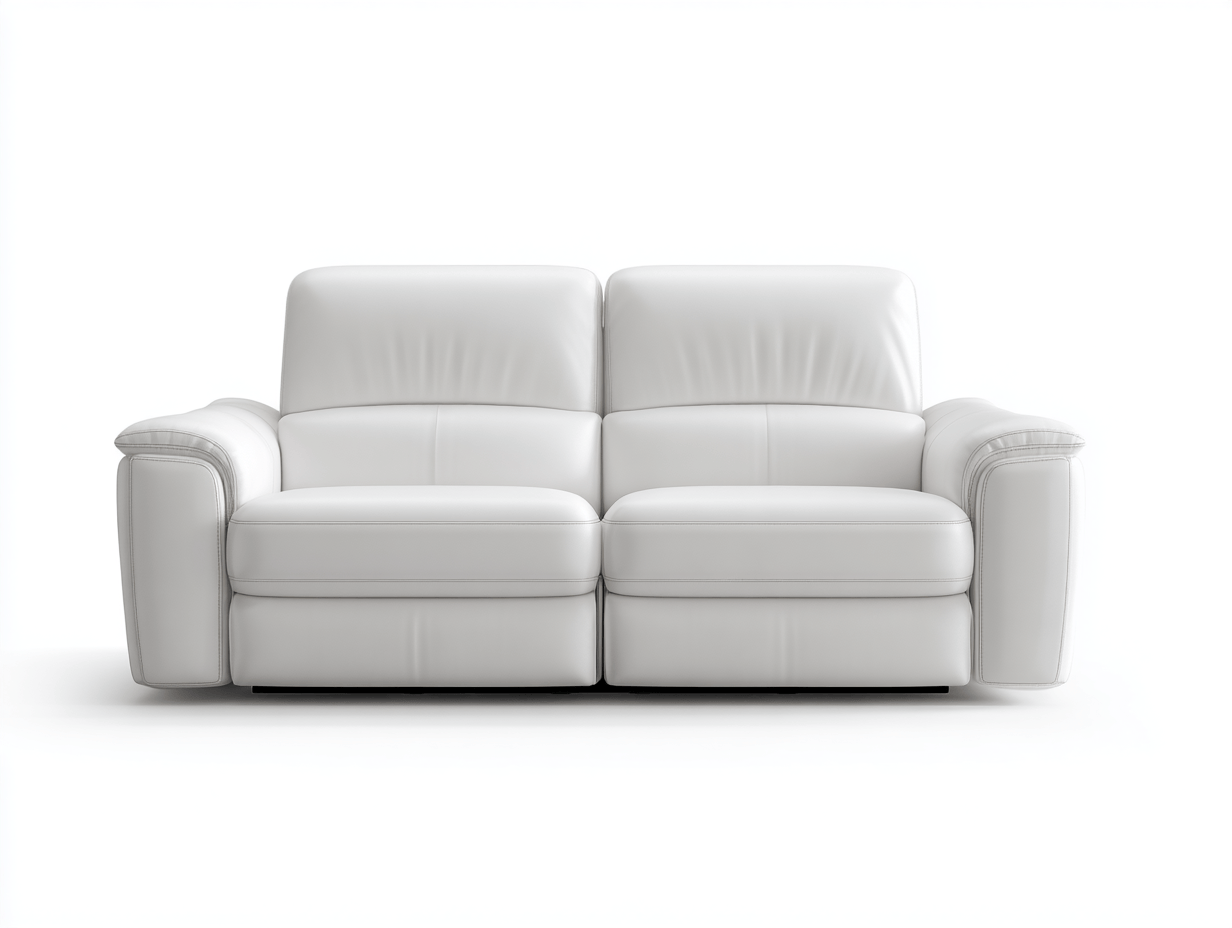 Canapé 2 places en cuir synthétique – blanc – design moderne avec assise profonde et accoudoirs arrondis-Warmthix