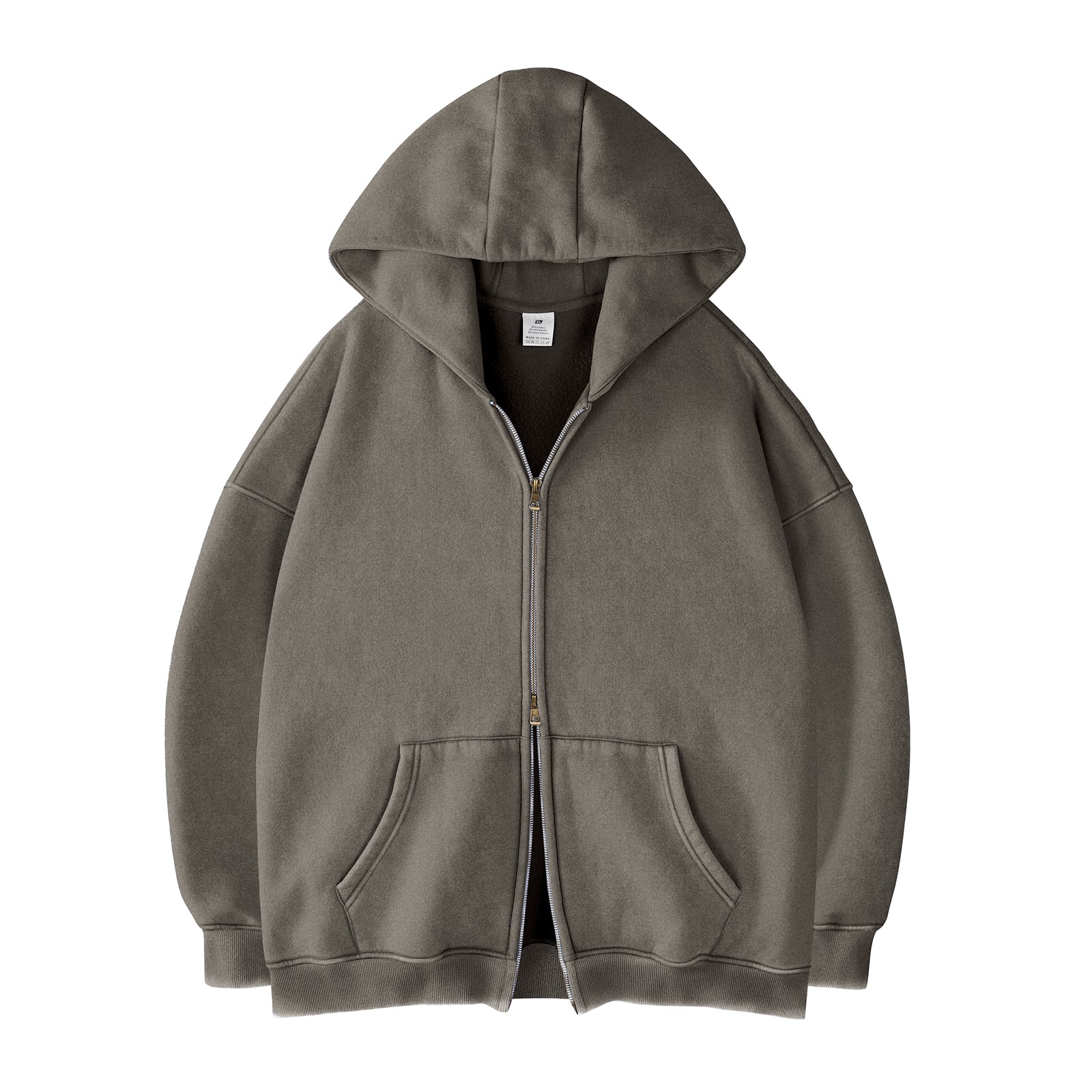 Women's Double Zip Up Oversized Acid Wash Hoodie Heavyweight Fleece Cotton for Casual Outings and Everyday Wear