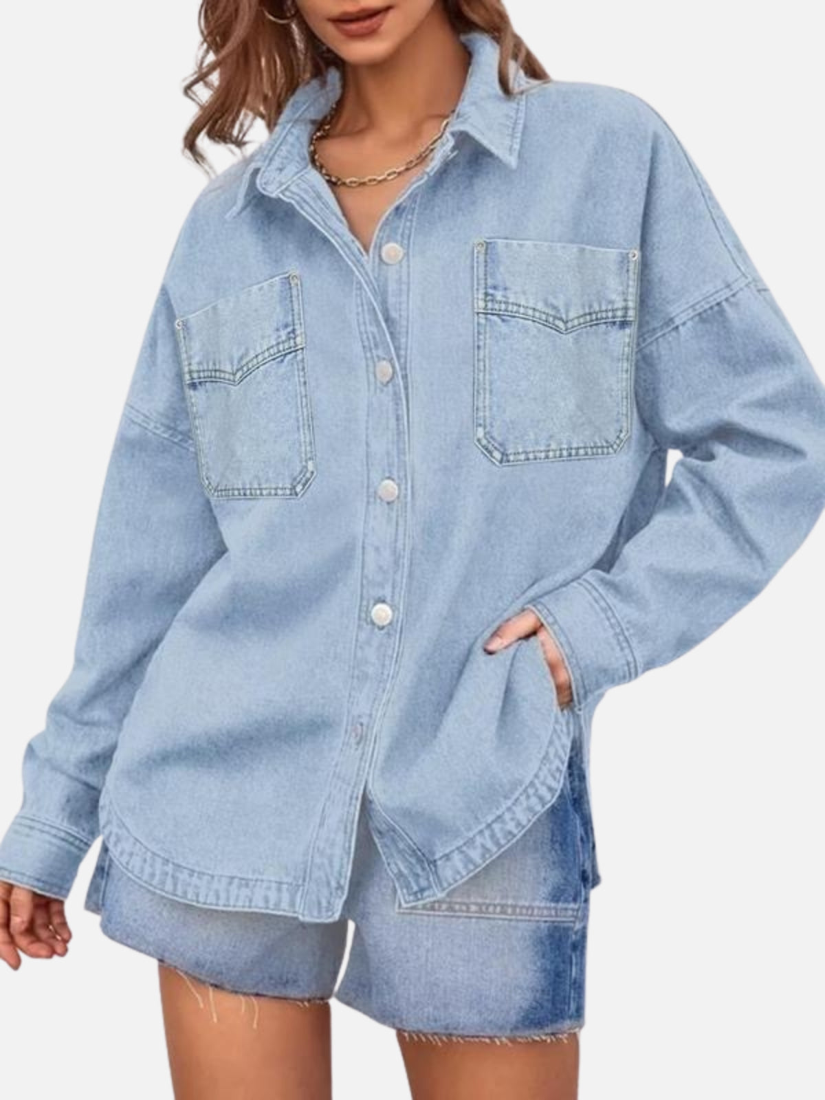 ⏰Last Day Free Shipping Capri⏰Modal Drop Shoulder Denim Jacket