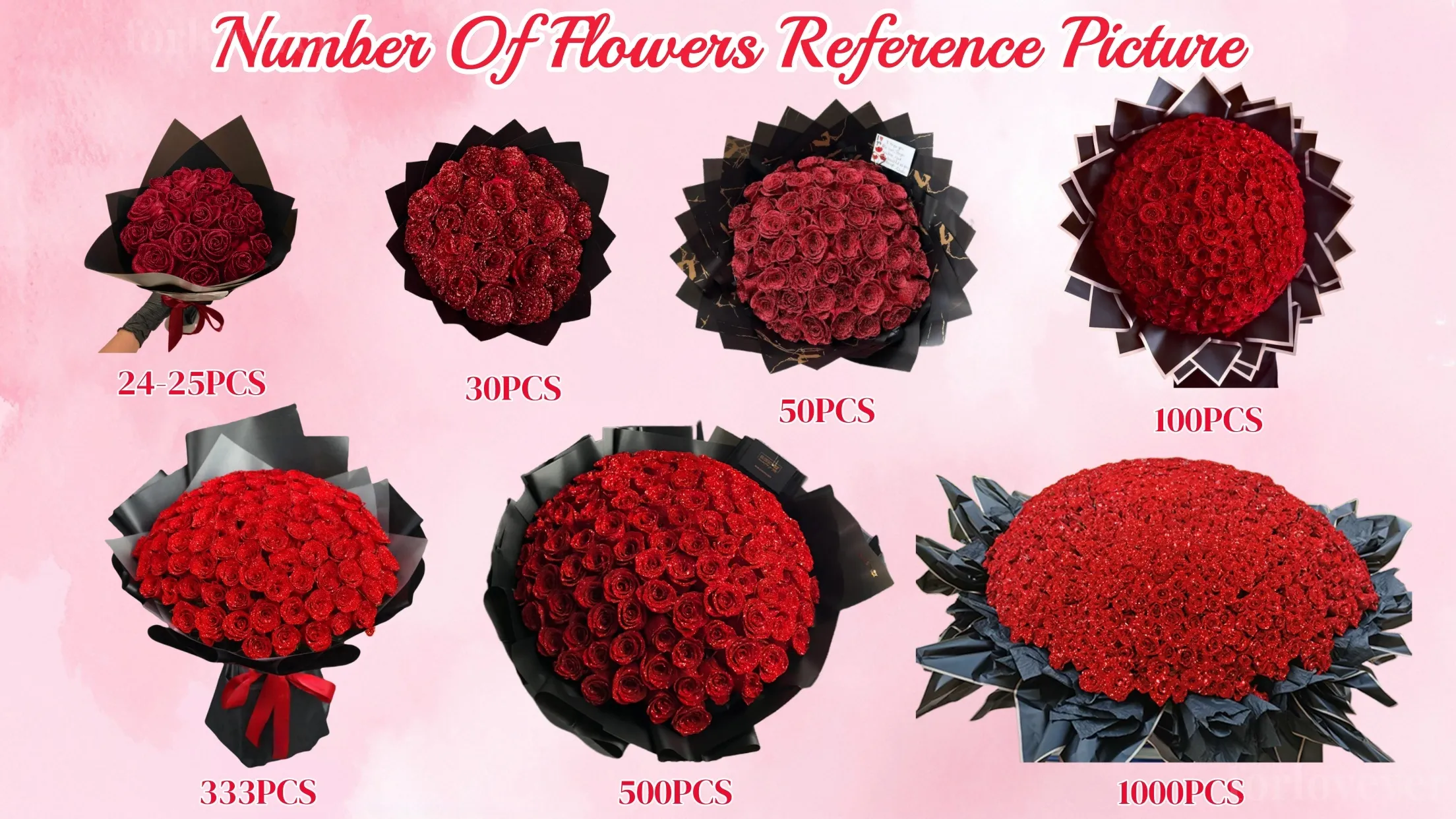 Glitter Rose Bouquet Couple Glitter Everlasting Rose Bouquet (Never Wither)