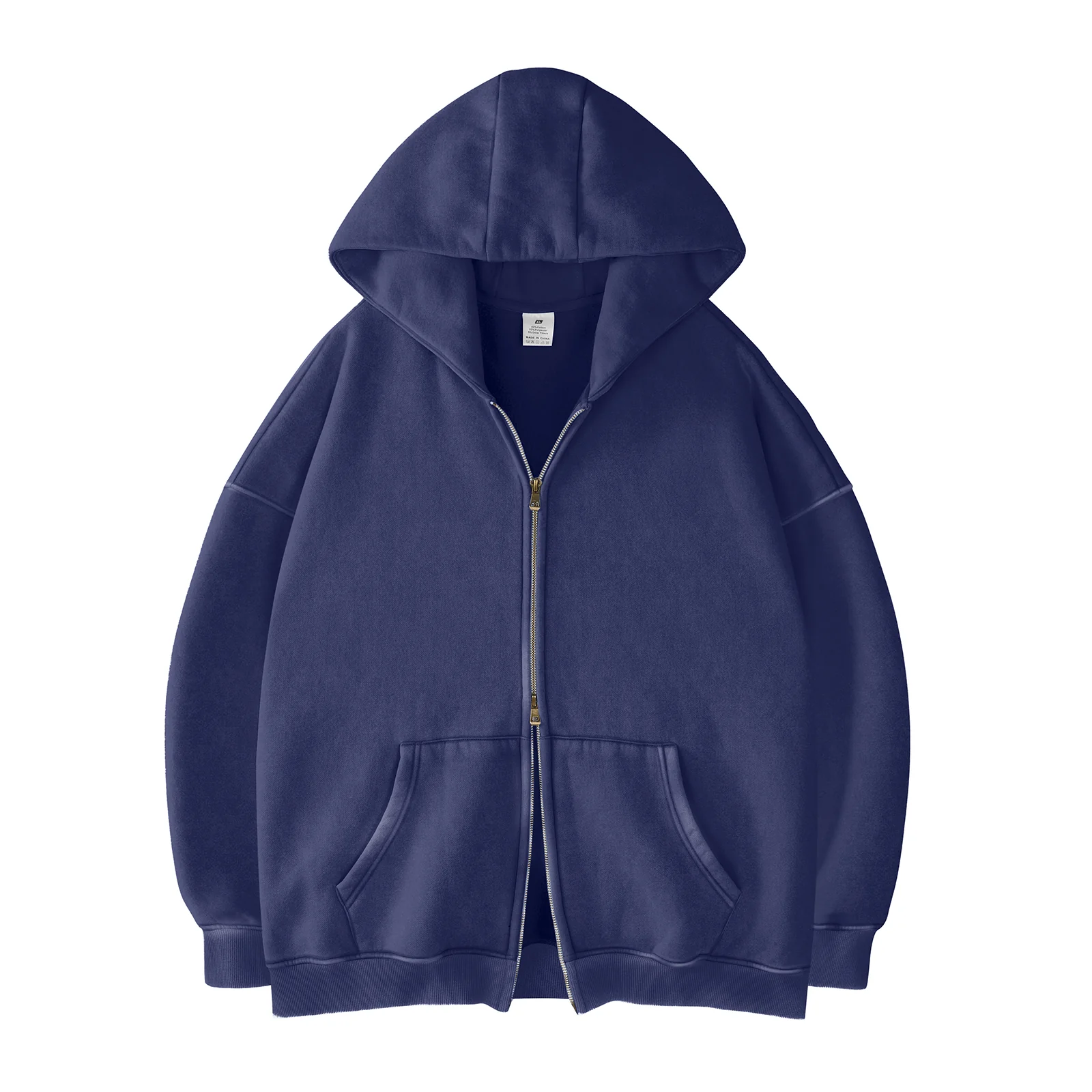 Women's Double Zip Up Oversized Acid Wash Hoodie Heavyweight Fleece Cotton for Casual Outings and Everyday Wear