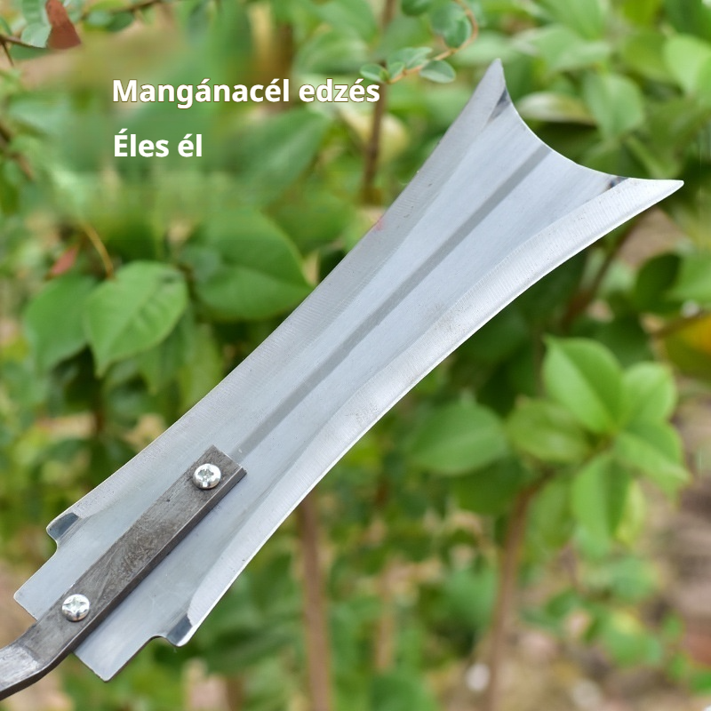 Kétoldalas, hosszú nyelű kés speciális szerszám földtisztításhoz