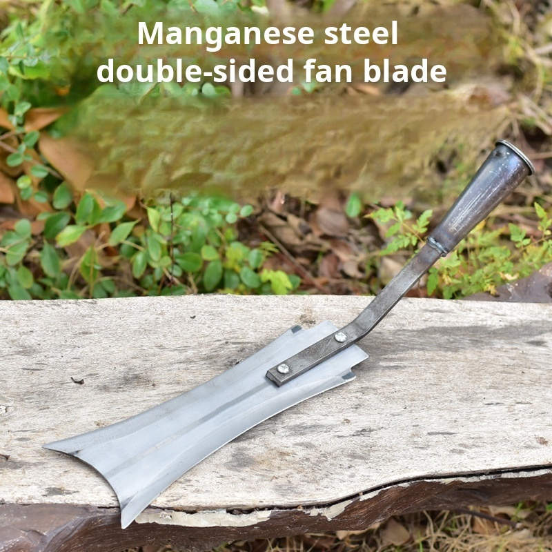 Kétoldalas, hosszú nyelű kés speciális szerszám földtisztításhoz