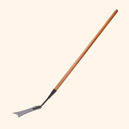 Kétoldalas, hosszú nyelű kés speciális szerszám földtisztításhoz