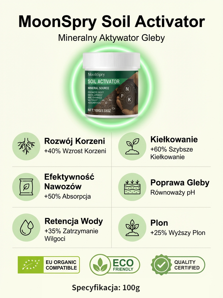 MoonSpry Aktywator Gleby | Organiczny Nawóz z 10mld Mikrobów | Spulchniacz Ziemi 🌿🌱