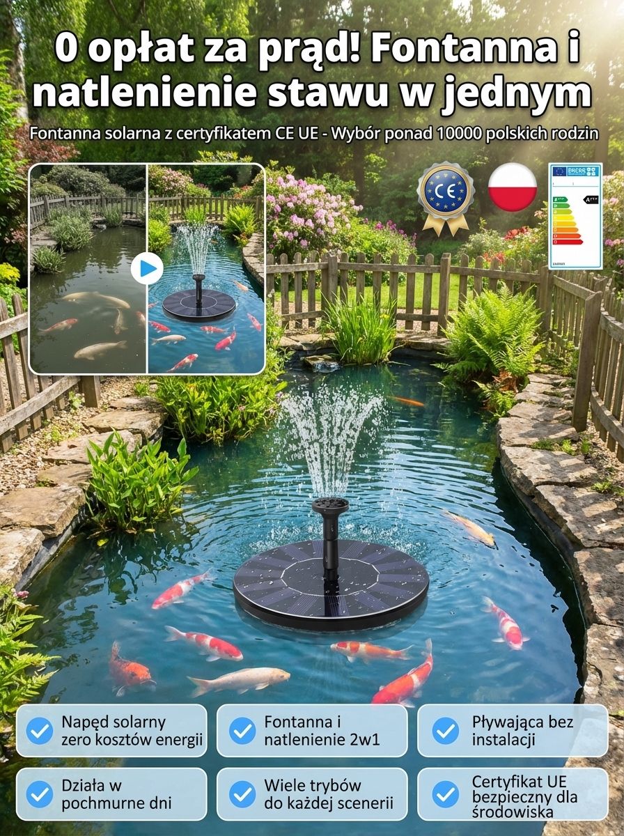 【Płatność przy odbiorze】Fontanna solarna ogrodowa ☀️ 0 zł za prąd 💧 Wodoodporna IP68