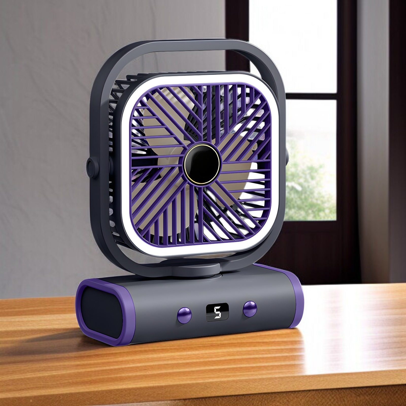 Wielofunkcyjny wentylator ładowany do użytku na zewnątrz, obozowy, z funkcją oscylacji