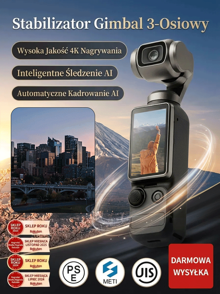 【Z tej samej fabryki co DJI】Ręczna kamera sportowa z stabilizacją obrazu do użytku na zewnątrz