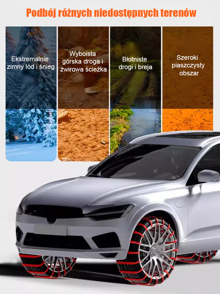 Uniwersalne łańcuchy śniegowe do samochodu