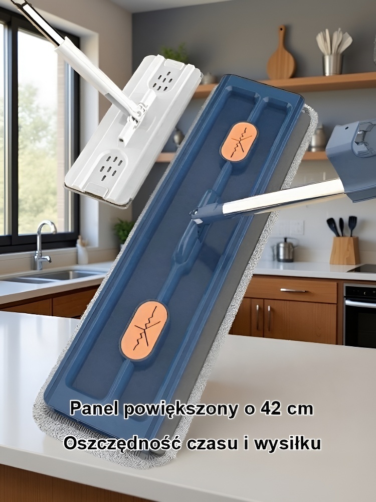 🎯【Pomocny asystent】Nowo ulepszony, samoczynnie wykręcający się mop płaski, podwajający prędkość sprzątania! 🧹✨Bez zacieków, bez brudnych rąk, bez konieczności schylania się!
