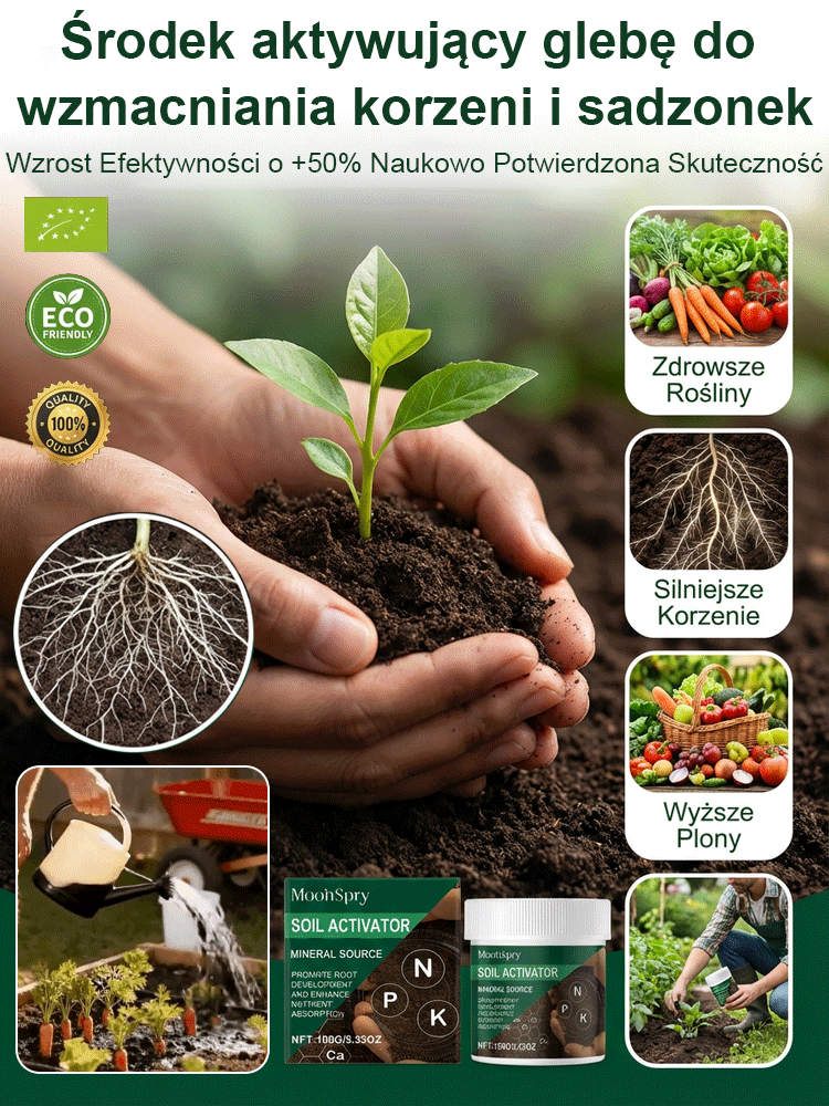 MoonSpry Aktywator Gleby | Organiczny Nawóz z 10mld Mikrobów | Spulchniacz Ziemi 🌿🌱