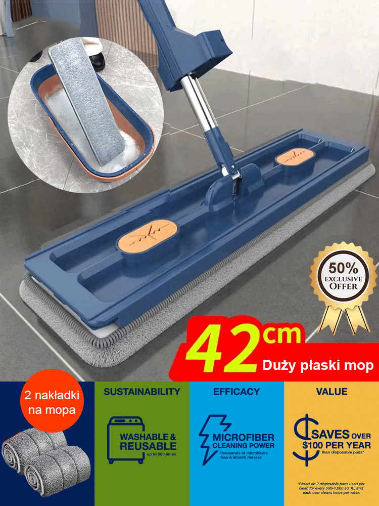 Mop Płaski Nowej Generacji | Technologia Politechniki Krakowskiej | Do Paneli i Płytek Bez Smug 🏠✨