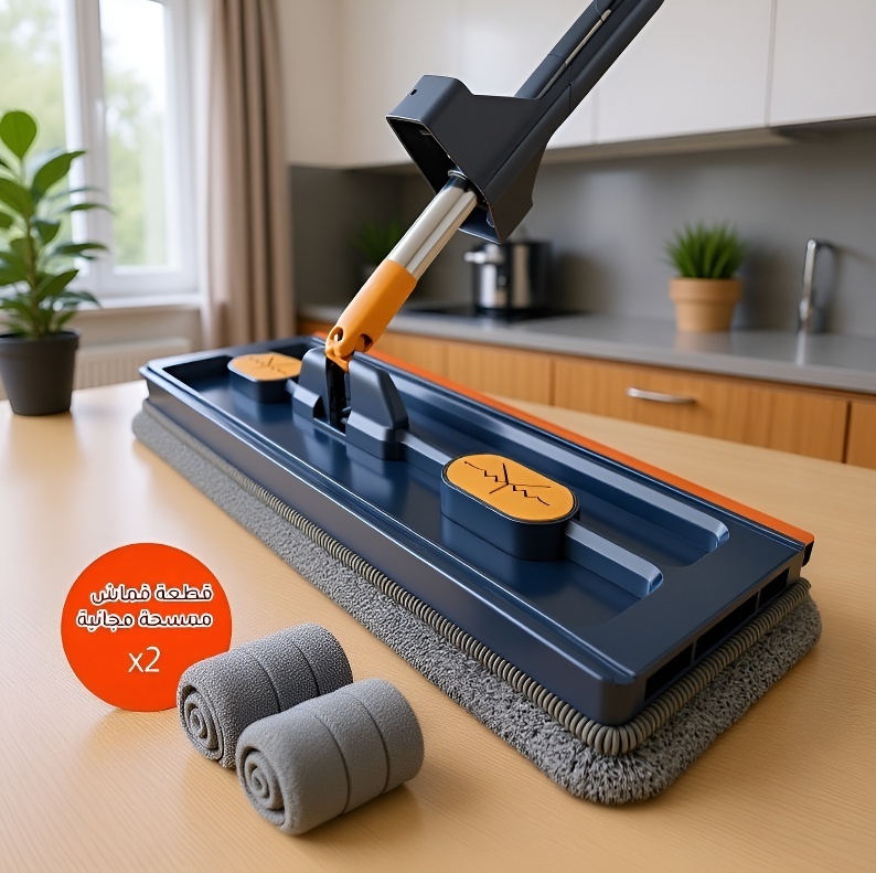 🎯【Pomocny asystent】Nowo ulepszony, samoczynnie wykręcający się mop płaski, podwajający prędkość sprzątania! 🧹✨Bez zacieków, bez brudnych rąk, bez konieczności schylania się!