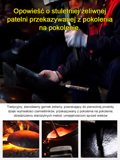 【Naturalne żelazo】Ręcznie kuta żelazna patelnia bez powłoki🍳trwała i odporna na rdzę