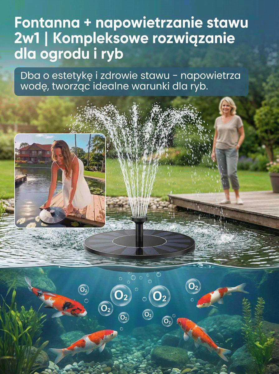 【Płatność przy odbiorze】Fontanna solarna ogrodowa ☀️ 0 zł za prąd 💧 Wodoodporna IP68