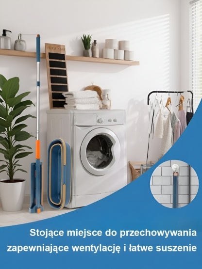 🎯【Pomocny asystent】Nowo ulepszony, samoczynnie wykręcający się mop płaski, podwajający prędkość sprzątania! 🧹✨Bez zacieków, bez brudnych rąk, bez konieczności schylania się!