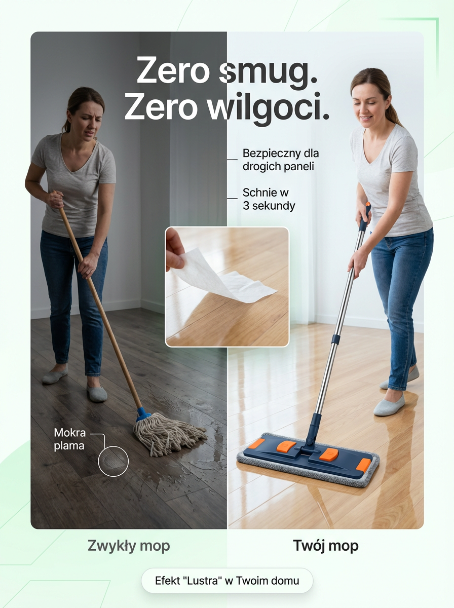 Mop Płaski Nowej Generacji | Technologia Politechniki Krakowskiej | Do Paneli i Płytek Bez Smug 🏠✨