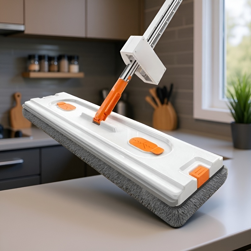 🎯【Pomocny asystent】Nowo ulepszony, samoczynnie wykręcający się mop płaski, podwajający prędkość sprzątania! 🧹✨Bez zacieków, bez brudnych rąk, bez konieczności schylania się!