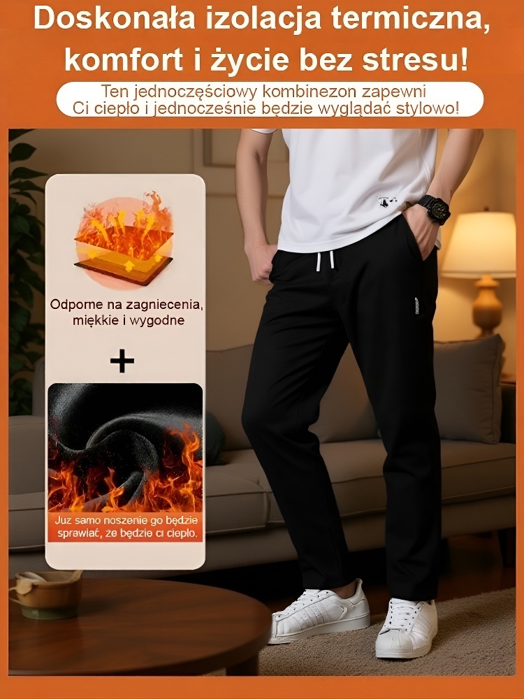 🔥【Automatyczne ogrzewanie】 Spodnie casualowe z prostą nogawką i podszewką z polaru: ❄️Utrzymują ciepło nawet w temperaturze -30 stopni Celsjusza! ✨Miękkie i niegniotące się