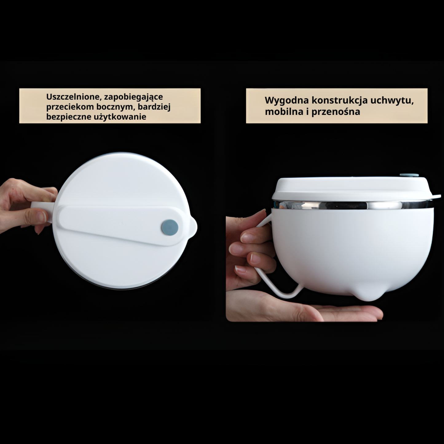 Miska na zupki błyskawiczne z pokrywką ze stali nierdzewnej 304