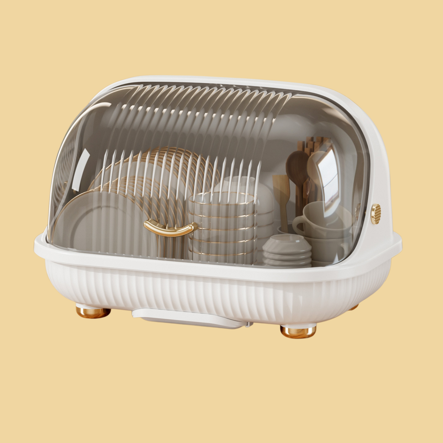 Duże pojemnik kuchenny z pokrywką i ociekaczem na naczynia