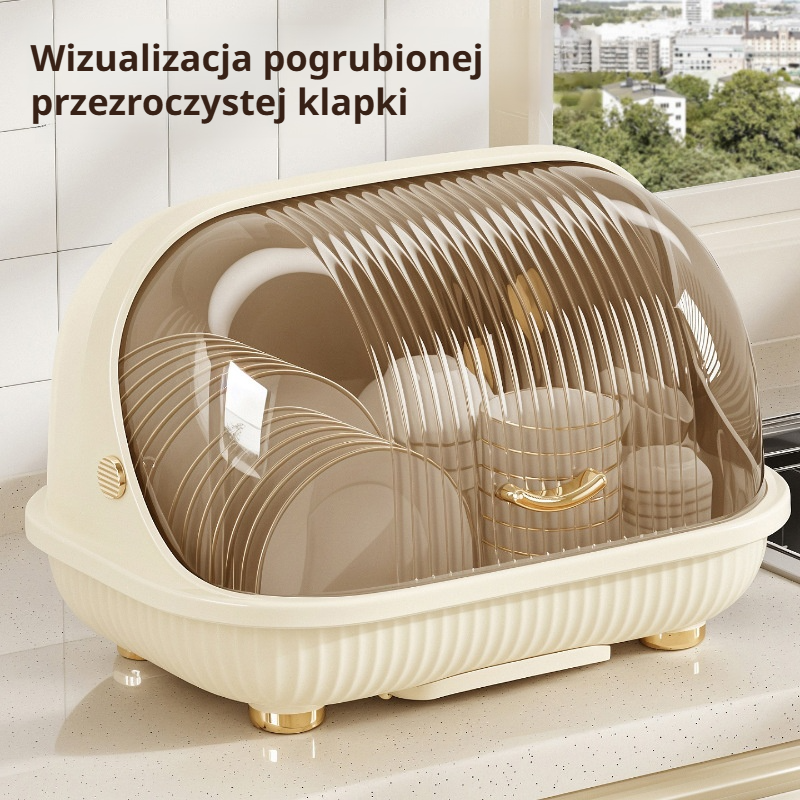 Duże pojemnik kuchenny z pokrywką i ociekaczem na naczynia