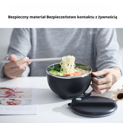 Miska na zupki błyskawiczne z pokrywką ze stali nierdzewnej 304