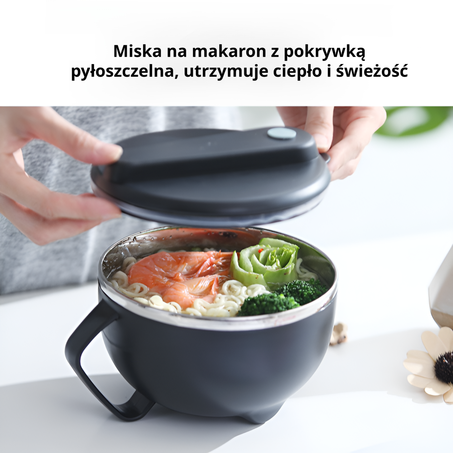 Miska na zupki błyskawiczne z pokrywką ze stali nierdzewnej 304