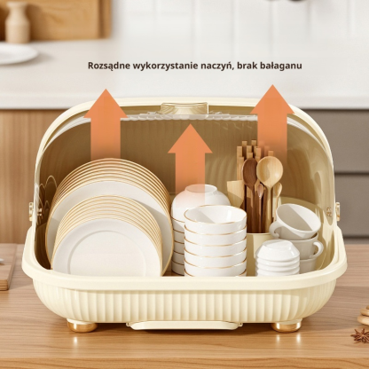 Duże pojemnik kuchenny z pokrywką i ociekaczem na naczynia