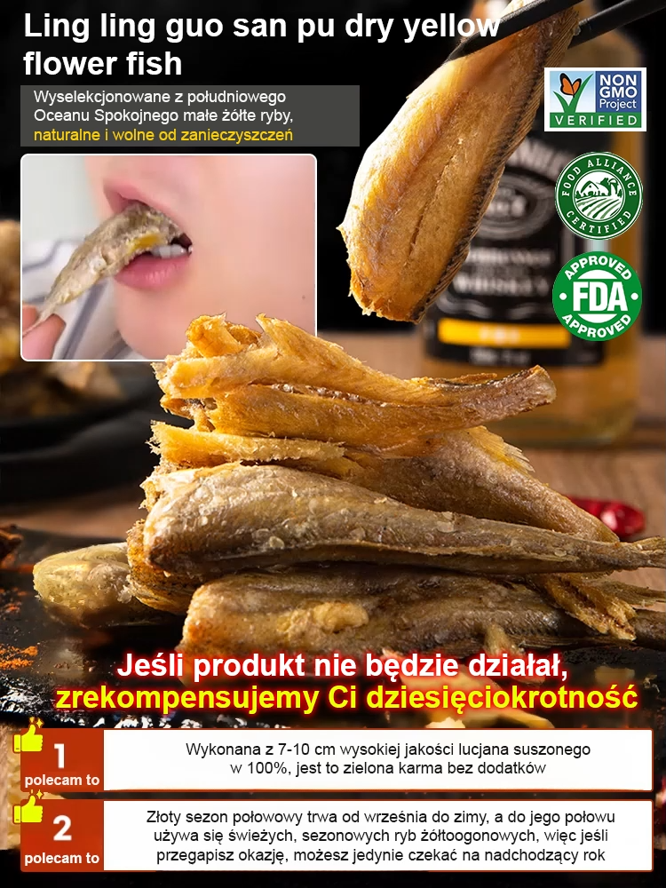 【120 sztuk/opak.】Chrupiące suszone żółte rybki ❤ Nie smażone, niskokaloryczne 