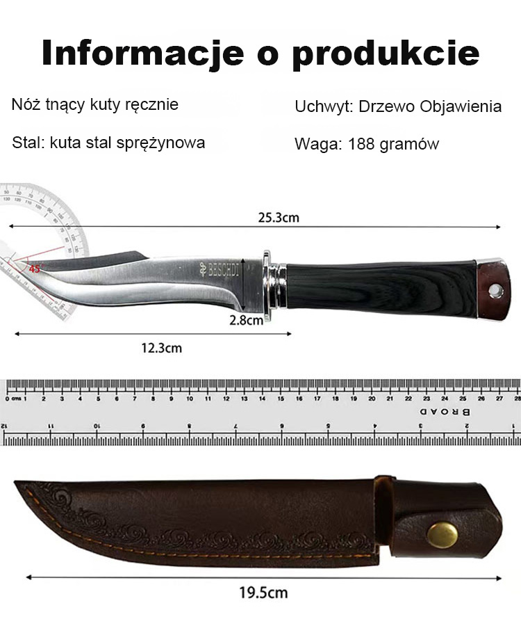 【PROJEKTOWANE W SOLINGEN (NIEMCY)】Noż rzeźnicki kutry ręcznie: mięso kroi jak masło