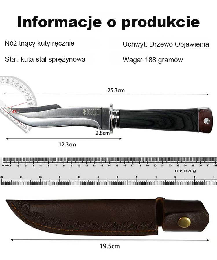 【PROJEKTOWANE W SOLINGEN (NIEMCY)】Noż rzeźnicki kutry ręcznie: mięso kroi jak masło
