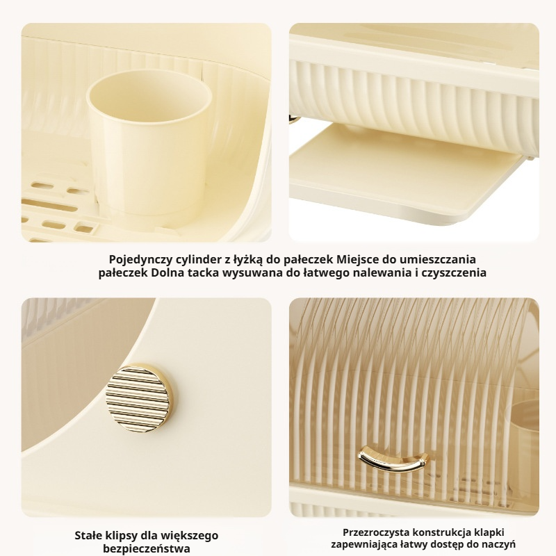 Duże pojemnik kuchenny z pokrywką i ociekaczem na naczynia