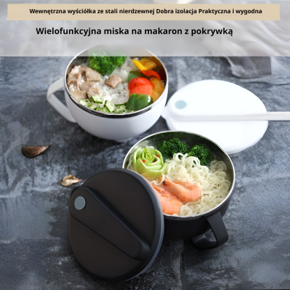 Miska na zupki błyskawiczne z pokrywką ze stali nierdzewnej 304