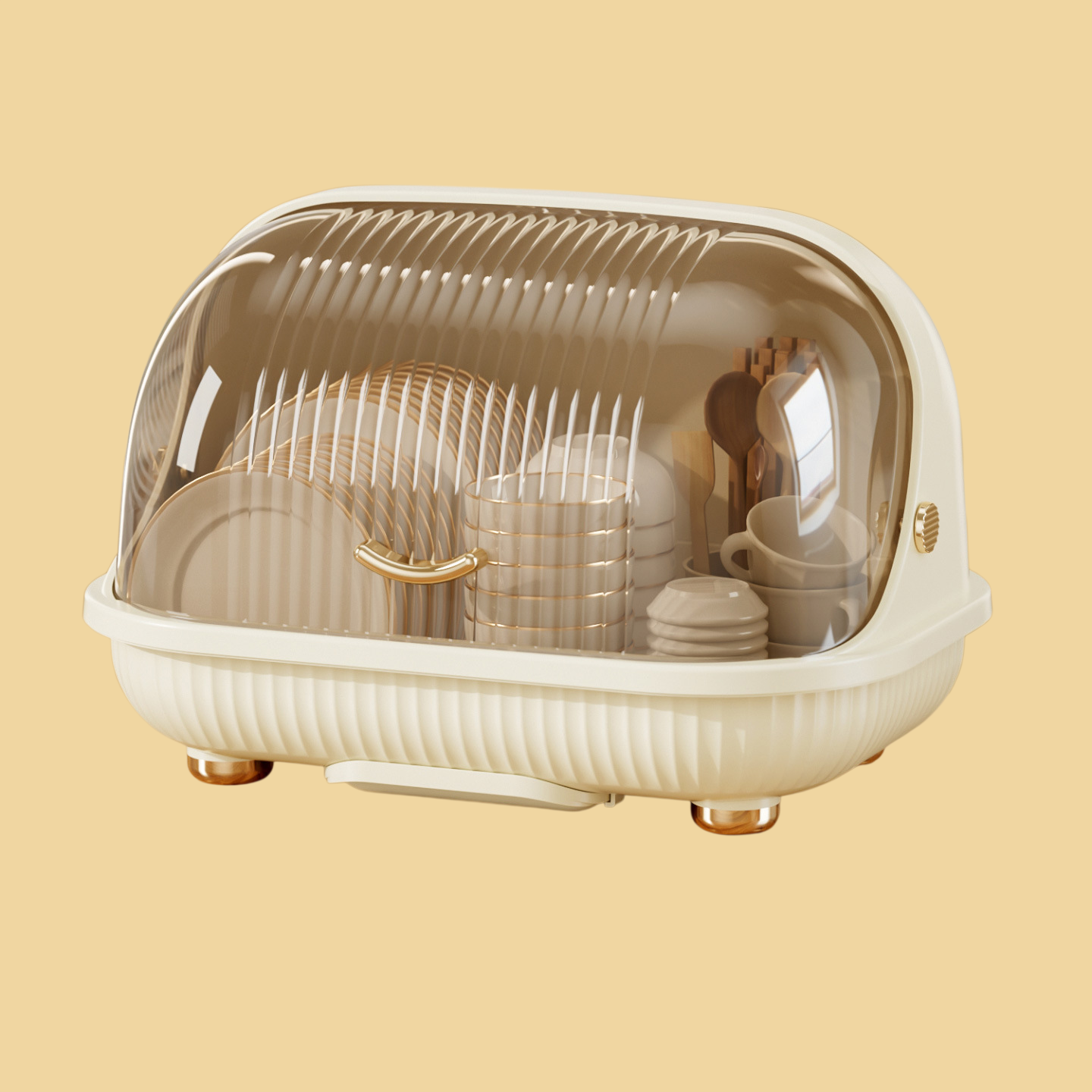 Duże pojemnik kuchenny z pokrywką i ociekaczem na naczynia