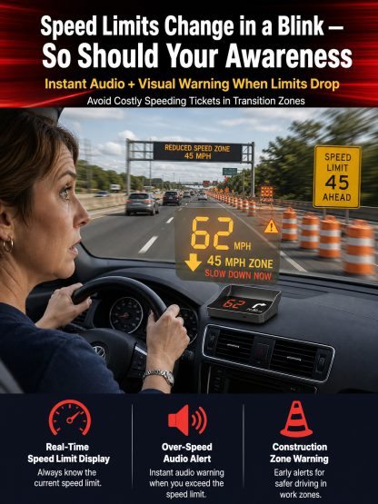 🚗 Smart HUD Display | GPS Speedometer | Night Vision | Real-Time Speed Limit | Safe Drive ⚡