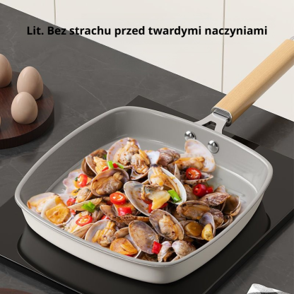 Patelnia z powłoką ceramiczną i paskami do indukcji, nieprzywierająca, do domu